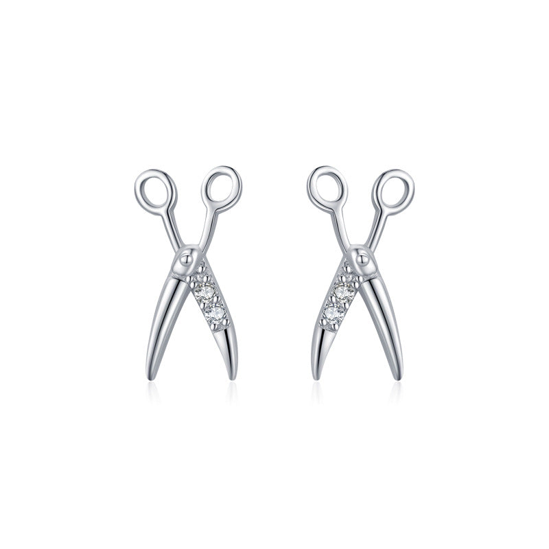 Sterling Silver Shear Earrings W/ Stone Inlay